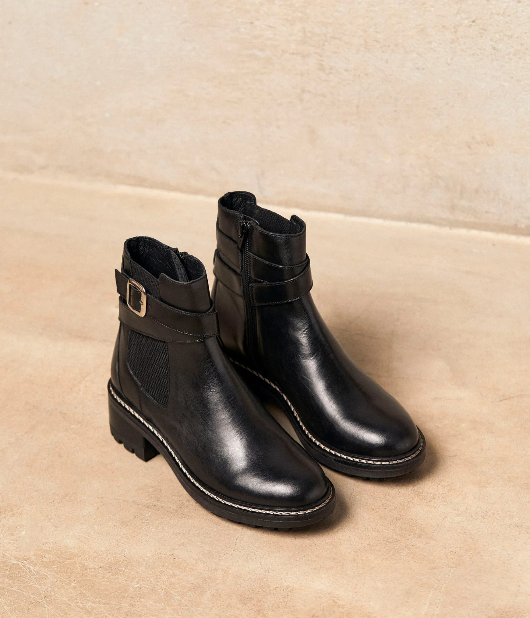 Femme Mellow Yellow Boots cuir noir Anik