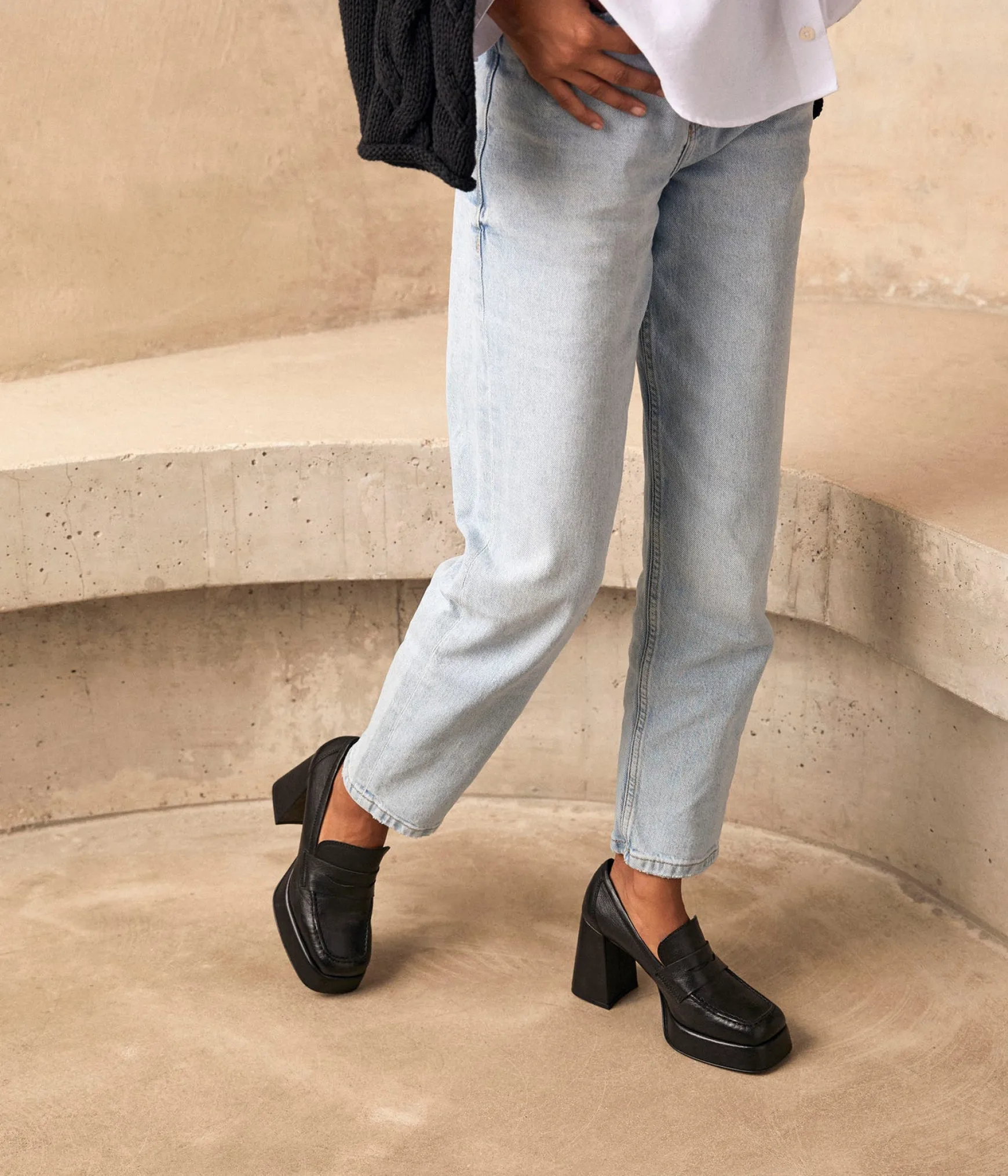 Femme Mellow Yellow Mocassins noirs à plateforme Batia